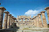 Selinunte the temple hill - Temple E seen from inside the peristyle. Here there was the statue of the deity to whom the building was dedicated. 